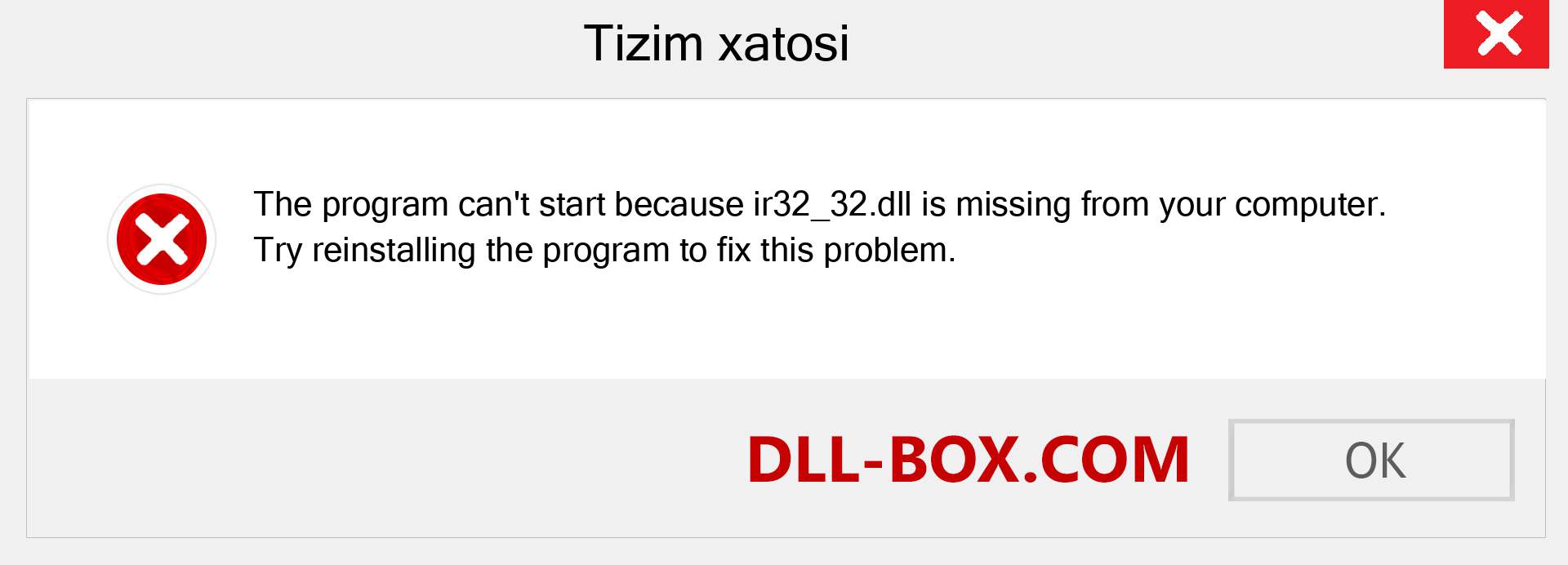 ir32_32.dll fayli yo'qolganmi?. Windows 7, 8, 10 uchun yuklab olish - Windowsda ir32_32 dll etishmayotgan xatoni tuzating, rasmlar, rasmlar